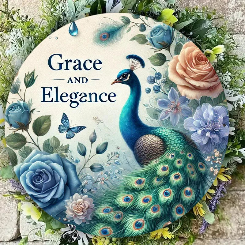 Peacock Metal Wall Art Sign 7.8" - Perfect for Farmhouse, Garden Bar, Office & Home Decor - Great Housewarming or Teacher Gift