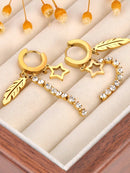 Lokaer Vintage Pearl Star Eyes Charm Earrings For Women Waterproof Stainless Steel CZ Crystal Hoop Earring Jewelry серьги E23226