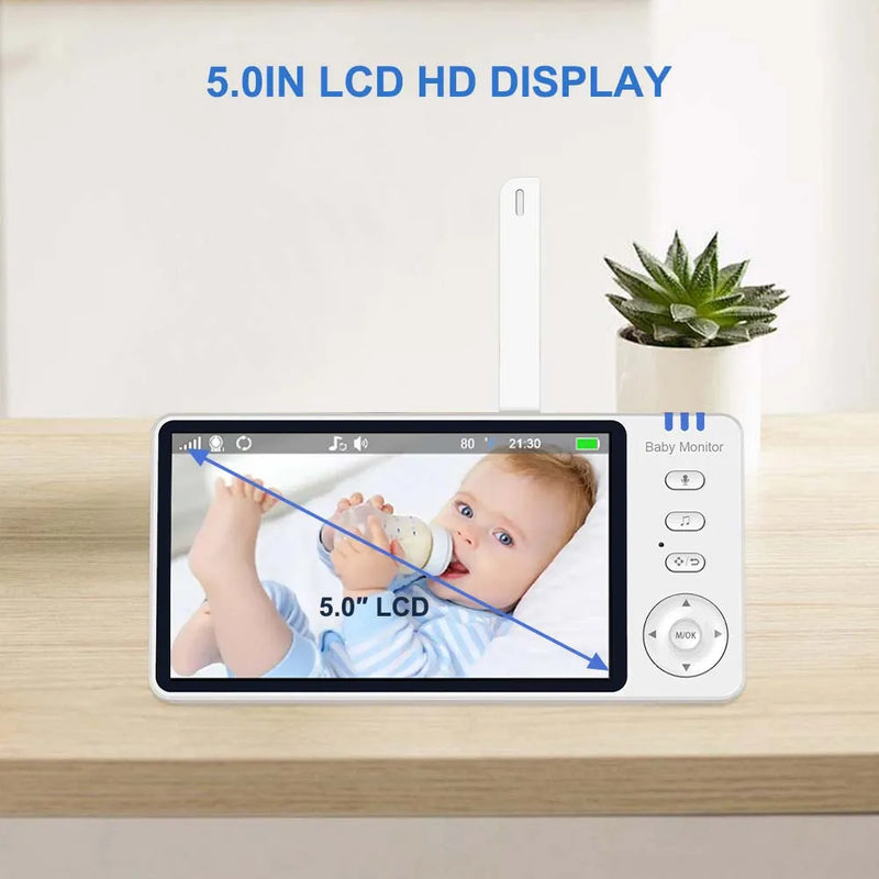 Baby Monitor 2pcs Wireless Indoor PTZ IP Camera 5 Inch Display Screen Security Protection Video Surveillance Thermometer lullaby