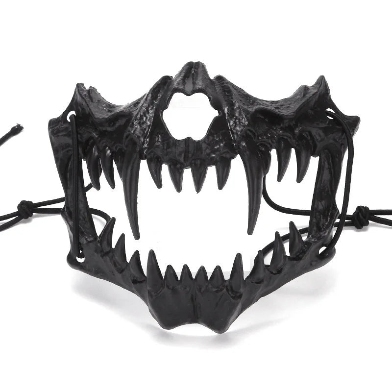Halloween Mask Half-face Mask Cos Dragon God Fierce Tiger Night Fork Tengu Man Wolf Mask Performance Skull Masks