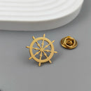 Hollow gold-plated rudder badge, black men's collar brooch, silver lapel pin, men's suit accessories set, Father's Day gift