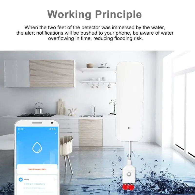 Tuya WiFi / Water Leakage Alarms Sensor Smart Home Security Protection Water Leak Detector Flood Overflow Alarm System