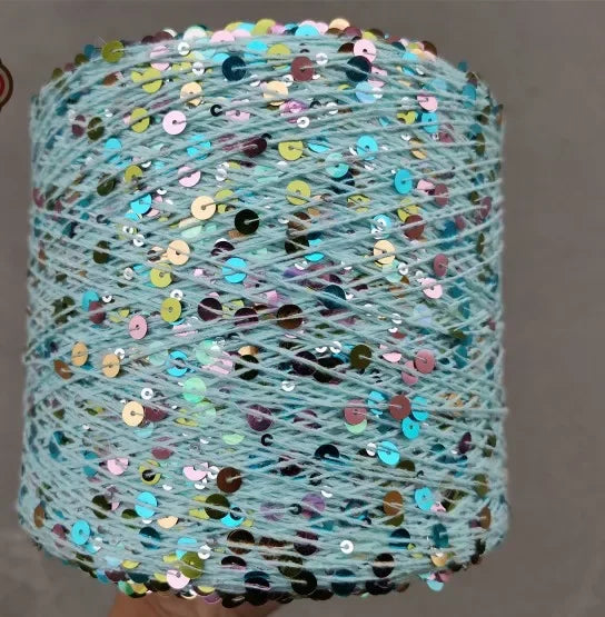 50g/Ball /140M 100% Cotton Yarn 6mm+3mm Special Sequin Yarn DIY Garment Accessories Rag Crochet Thread Glitter