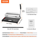 VEVOR Binding Machine Comb Binding Machine 21Holes Binding 450 Sheets Book Binder Machine with 100 PCS 3/8'' Comb Binding Spines