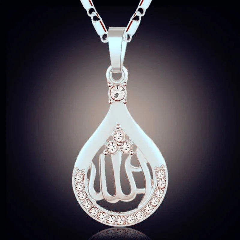 Classic Lucky Arabian God Allah Pendant Stainless Steel Necklace Ladies Islamic Muslim Charm Amulet Jewelry Gift Wholesale