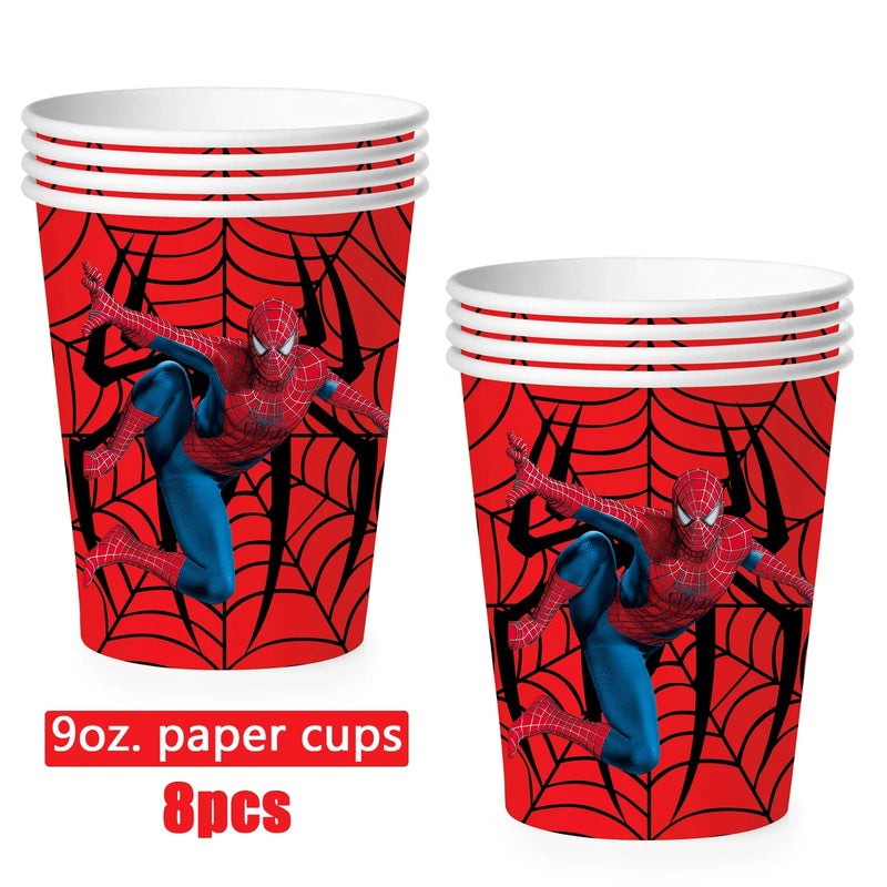 Spiderman Party Supplies Include Paper Cups Plates Balloons Tablecloth Cake Toppers for Kids Birthday Party Decor Baby Shower