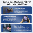 Textured PEO PET Build Plate Carbon Fiber PET Spring Steel Sheet 235x235mm for Creality K1/K1C/Ender-3 S1/S1 Pro/V3 KE/V3 SE