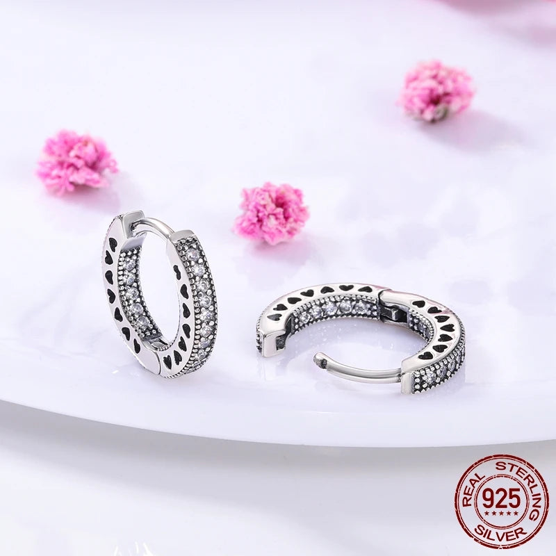 2023 Charm Double Hoop Earrings For Women Silver-Plated Sparkling Pave CZ Stud Earrings Engagement Anniversary Jewelry Gifts
