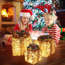3pcs Christmas Glowing Gift Box With Bow Folding Luminous Box Ornaments For Home Party Desktop Christmas Decoration 2023 Navidad