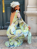 Sexy Backless Printed Dress Women's O-neck Full Sleeve Straight  Long Dresses 2026 Summer Fashion High Street New Lady Outfits