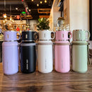 JUSTINLAU 600/800ML Thermos Cup Kitchen Vacuum Flasks with Tea Strainer Stainless Steel Portable Travel Thermal Water Bottles