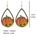 Autumn Thanksgiving Pumpkin Earrings Laser Cut Teardrop Accent Wood Leaf Drop Earrings for Women Halloween Jewelry Whoelsale