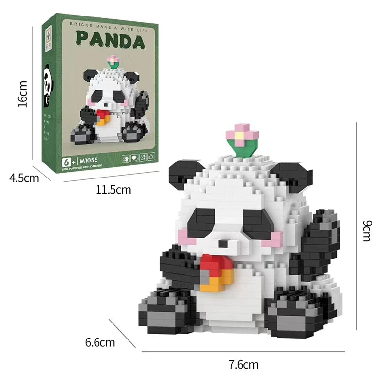 Creative Chinese Giant Panda Building Blocks Flowers Cute Puzzle Assembled Children’s Birthday Gift Casual Assembled Toy