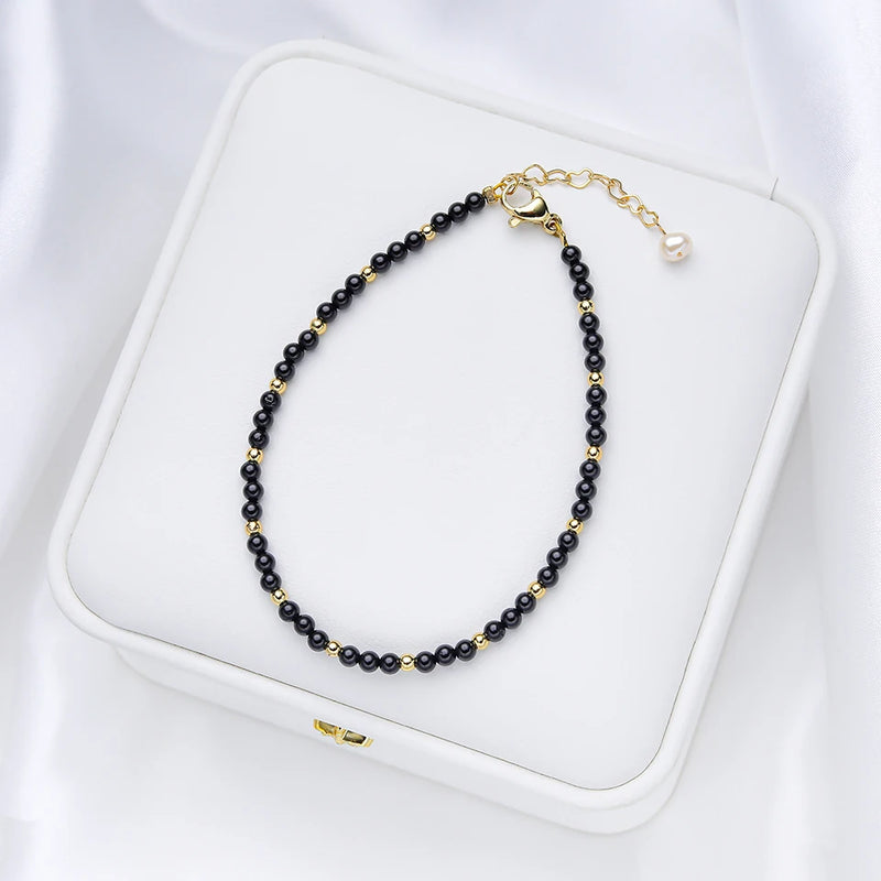 3MM Naturnal Stone Beads Bracelets For Women on Hand Luxury Jewelry Sets  Wholesale Bangle  Party Gift Tourmaline  Handwork