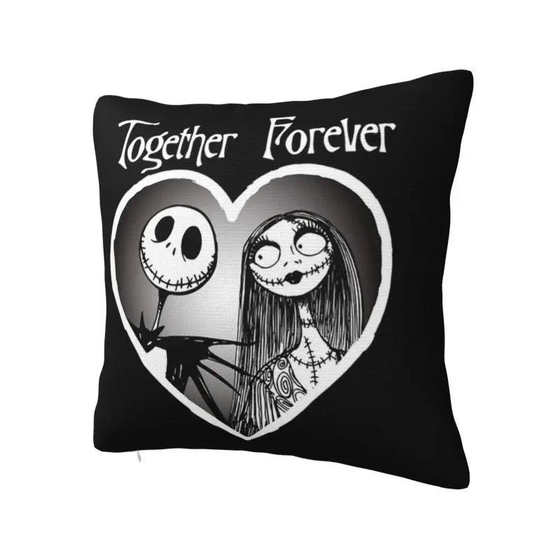 Custom Halloween Skull Jack Sally Throw Pillow Case Home Decor Nightmare Before Christmas Movie Cushion Cover Square Pillowcase