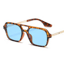 Small Frame Square Sunglasses Female Vintage Hollow Leopard Blue Oculos De Sol Woman Brand Designer Fashion Luxury Sun Glasses