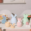 Nicole Candle Jar Silicone Molds for Concrete DIY Hoppy Bunny - Eared Easter Egg Storage Vessel Cement Mould Easter Gift Tools