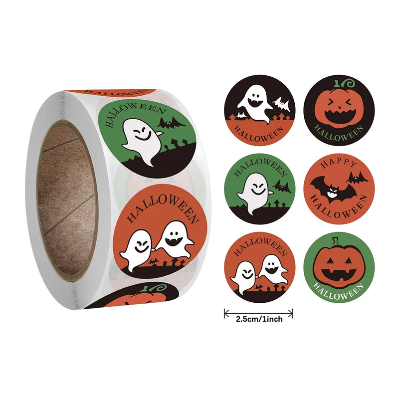500Pcs Halloween Stickers Funny Pumpkin Emote Ghost Paper Stickers for Gift Packing Bag Sealing Labels Halloween Decoration 2024