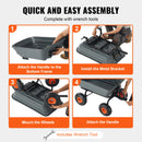 SucceBuy Dump Cart Poly Garden Dump Cart Easy to Assemble Steel Frame Dump Wagon with 2-in-1 Convertible Handle Safe Transport