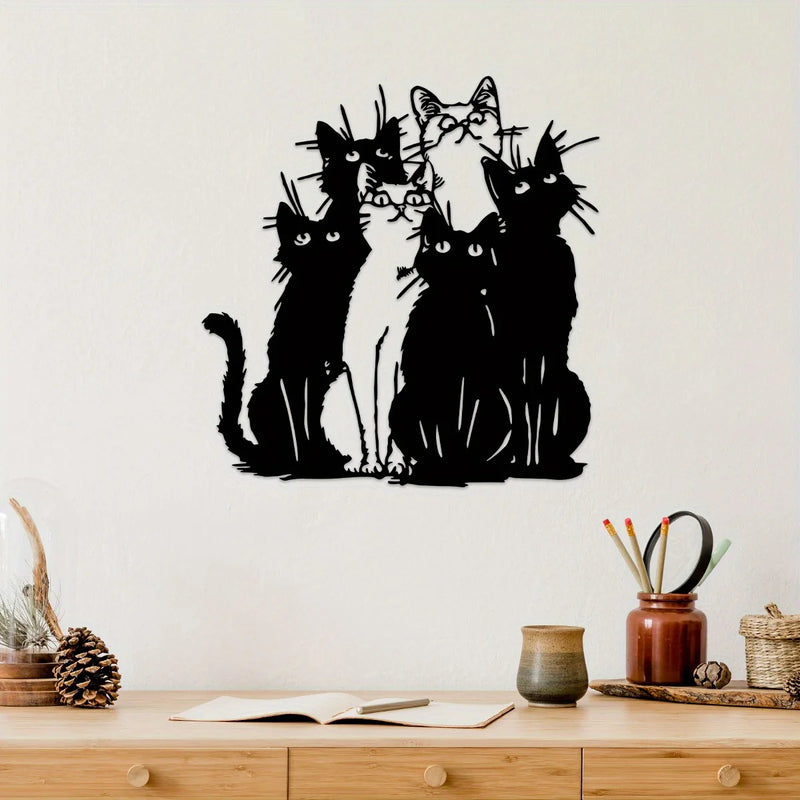 1pc Playful Black Cat Metal Wall Art - Ideal Gift for Cat Enthusiasts, Contemporary Style for Thanksgiving & Christmas Decor