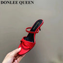 2025 Women's Summer New Fashion Square Toe Simple Solid Color Slippers Outdoor Peep Toe Casual Banquet Party Women Sandals Mujer