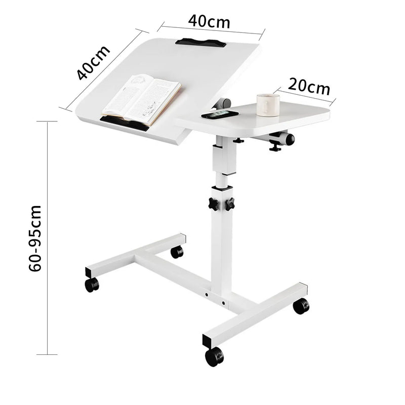 Height Adjustable Computer Table with Wheels Computer Trolley Side Table Bed Table Computer Desk Sofa Table for Home Office