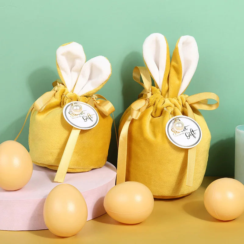 1pc Velvet Easter Bags Cute Bunny Gift Packing Bags Dropshipping Rabbit Chocolate Candy Wedding Birthday Party Decoration 2025