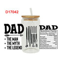 3D UV DTF Transfers Aufkleber 16oz Becher Wraps Papa Vatertag Bedruckt für DIY Glas Keramik Metall Leder Etc. D16893