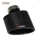 EPLUS Gloss Carbon Fiber Auspuffblende Endrohr Auspuffdüse Dekoration Universal Edelstahl Schwarz Oval 150mm Neigung Links Rechts