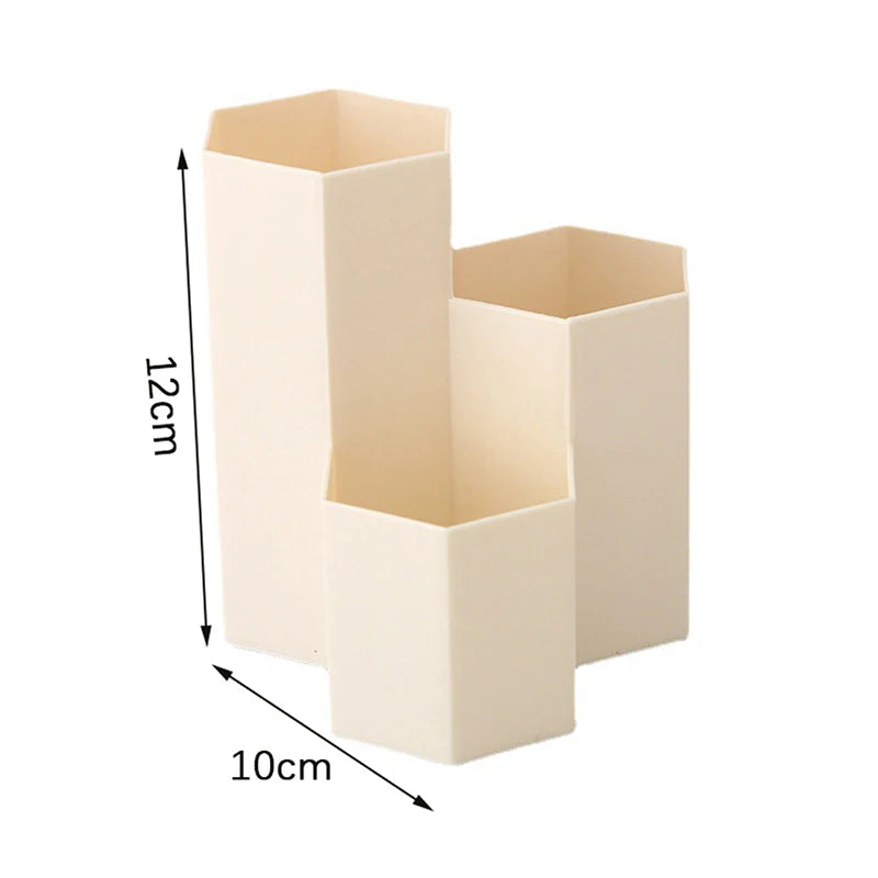 3 Lattices Desk Pen Holder Pencil Storage Box School Office Stationery Pens Storage Brush Stand Storage Box