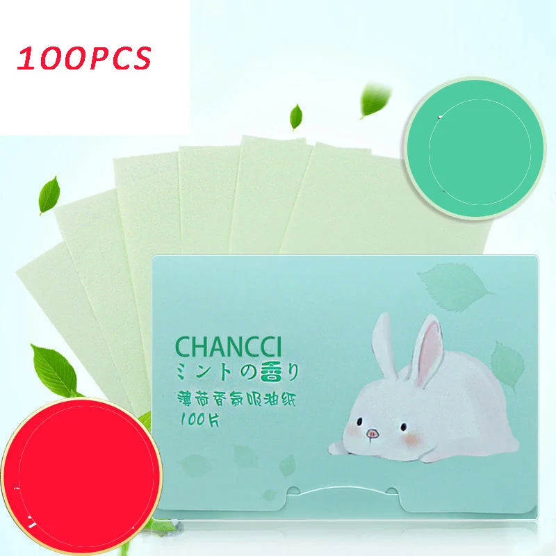 100pcs Portable Oil Blotting Rice Sheets Facial Oil-Absorbing Paper Pack Oil Control Face Skin Care Products For Men Women