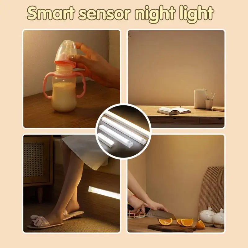 Motion Sensing Night Light LED Light Under Cabinet Light Motion Sensor Closet Light USB Rechargeable Home Bedroom Cabinet Light