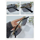 Fashion Metal Leopard Rimless Sunglasses Double Bridges Gradient Ocean Film Shades