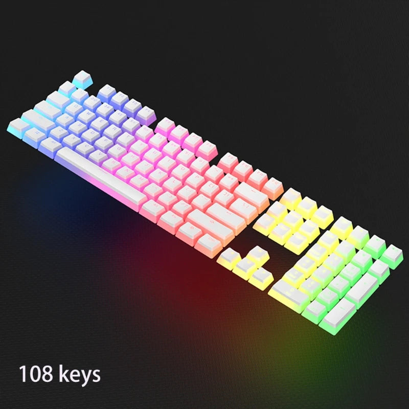 108 Keys Pudding Keycaps OEM Profile Double Shot PBT Backlight Keycaps for Mechanical Gaming Keyboard Cherry Mx Switch