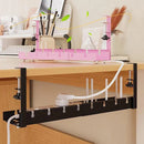 Under Desk Cable Management Tray Retractable Black, No Drill Clamp-On Cord Organizer Rack, Adjustable 31-55cm Carbon Steel Wire Storage Holder for Office Home, Large Capacity Cable Tray for Power Strips, Easy Assemble, Durabl