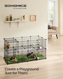SONGMICS 2-Floor Metal Pet Playpen, 36 Grid Panels, Customisable Cage Enclosure for Small Animals, Guinea Pigs Hamster Runs