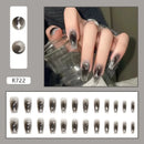 Black Cool Fake Nails Halloween Bat Press on Nails Almond Decorated Nail Tips Rivet Bow False Nails 24pcs Reusable Acrylic Nails