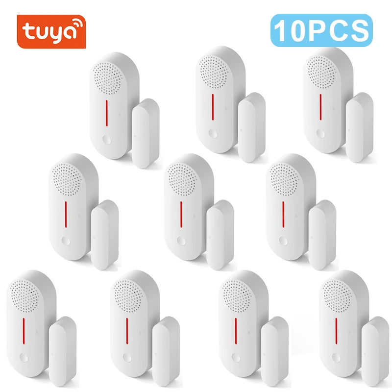 Tuya Smart WiFi Door Window Sensor Sound WiFi Security Alarm Door Open Closed Detectors APP Remote Control Timing Arm and Disarm