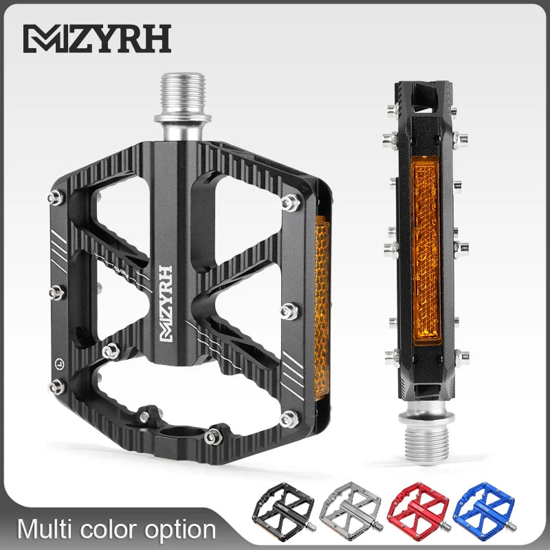 MZYRH F336 Reflective Bike Pedal 3 Bearings Non-Slip MTB Pedals Aluminum Alloy Flat  Waterproof Bicycle Pedals
