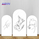 Pregnant Woman Silhouette Arch Backdrop Cover Minimalist Maternity Mother Baby Shower Party Decor Gender Reveal Background