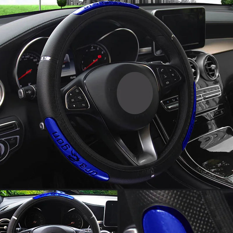 Car Steering Wheel Covers 100% Gloednieuwe Reflecterende Kunstleer Elastische China Dragon Ontwerp Auto Stuurwiel Beschermer