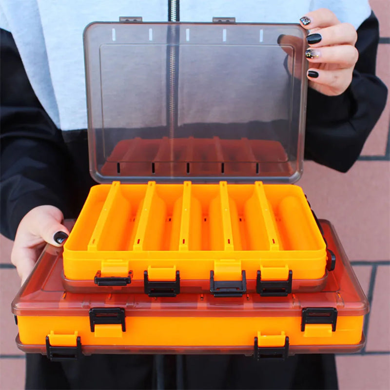 Double-layer Fishing Tackle Box Transparent Fishing Lure Box Plastic Tackle Storage Tray Fishing Tackle Case 10 Cells / 14 Cells