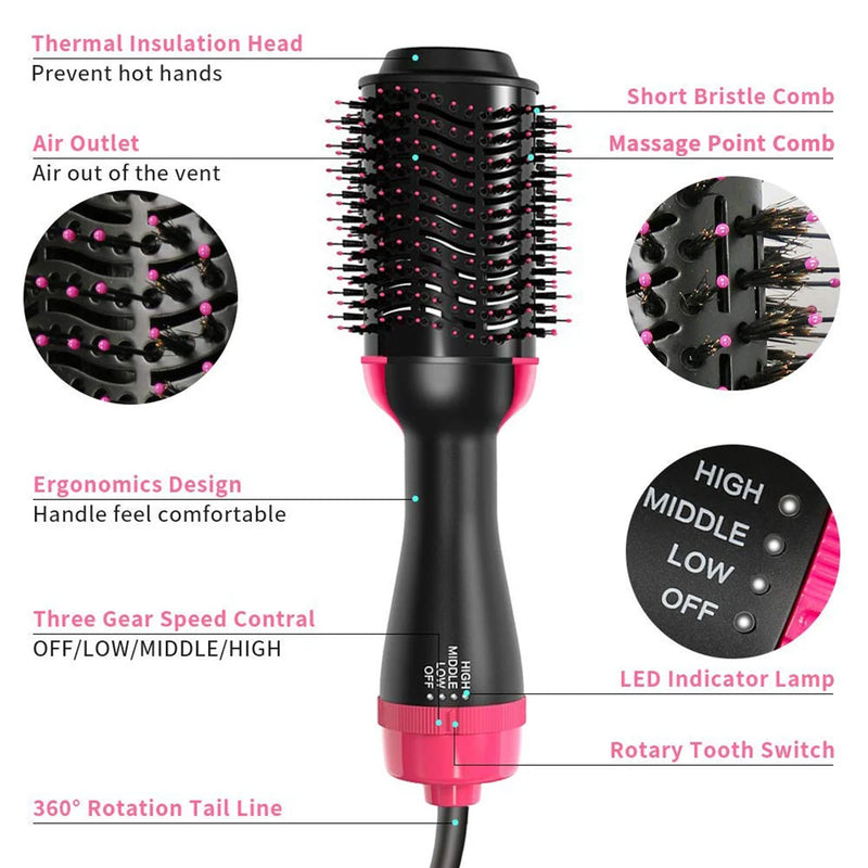 Hair Dryer Hot Air Brush Styler and Volumizer Hair Straightener Curler Comb Roller Electric Ion Blow Dryer Brush