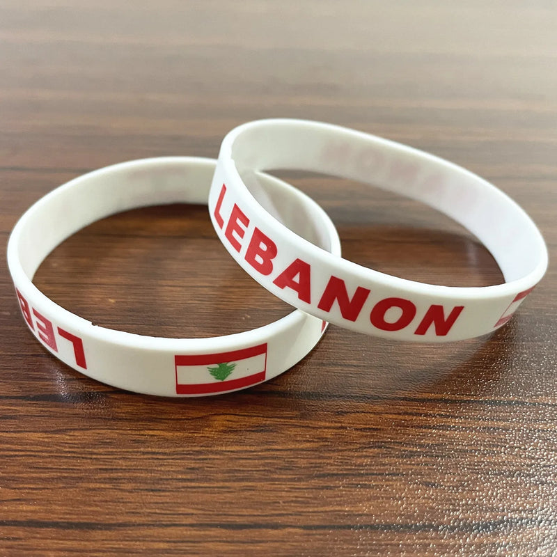 2pcs Lebanon Flag Silicone Bracelets Sports Game Wristbands National Wrist Strap for Men Women Rubber Band Fashion Accessories