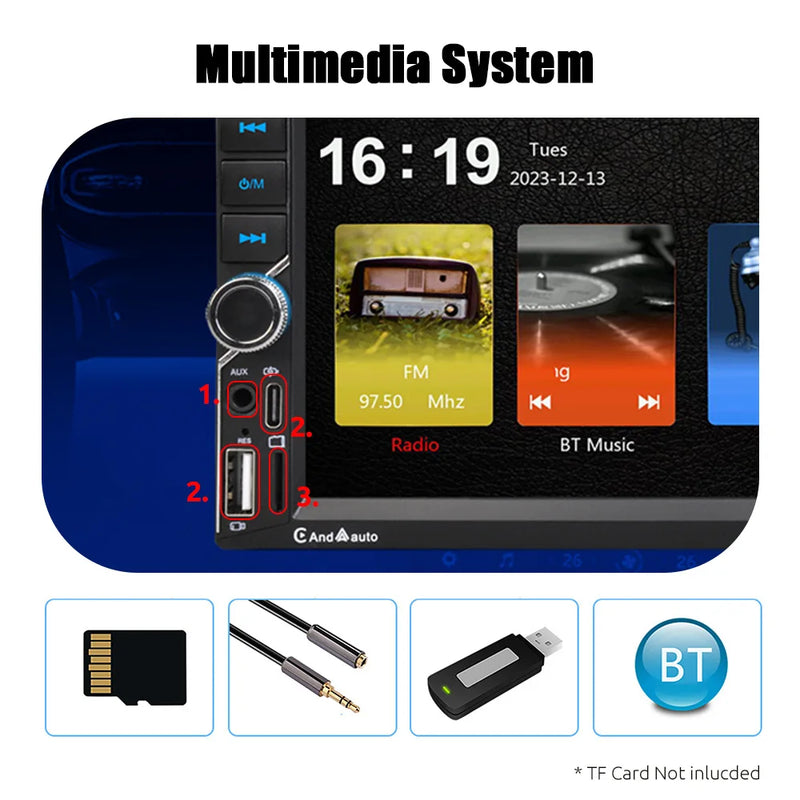 ESSGOO 7 Inch Wireless Apple Carplay Android Auto Double 2 DIN Car Stereo Radio AUX FM Bluetooth USB TF Touchscreen Mirror Link