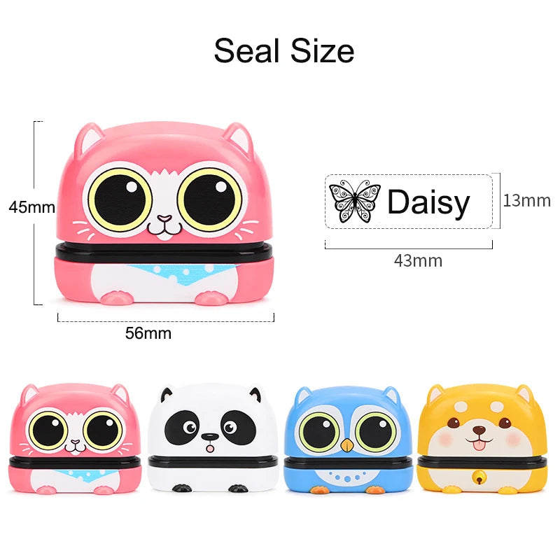 Customized Name Stamp Paints Personal Student Child Baby Name Seal Waterproof Non-fading Cartoon Toys