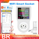 BR Plug Tuya Smart WiFi Socket Digital Current Voltmeter AC Power Meter Time Power Energy Tester Wattmeter US UK AU FR EU Plug