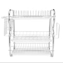 Kitchen Chrome Dish Drainer Cutlery Cup Plates Holder Sink Rack Drip Tray 3 Tier