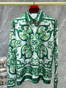 2025 men's European and American popular luxury fashion printed long sleeved shirt, high-quality and comfortable button up top