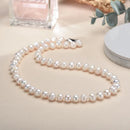 New Hot Real White Freshwater Cultured Pearl Necklaces for Women Girl Gift, 925 Sterling Silver Women's Baroque Pearl Necklace